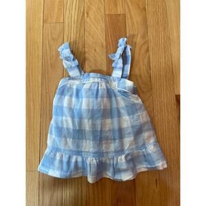 Janie and Jack Girls Blue Gingham Top with Bows 12-18‎ M
